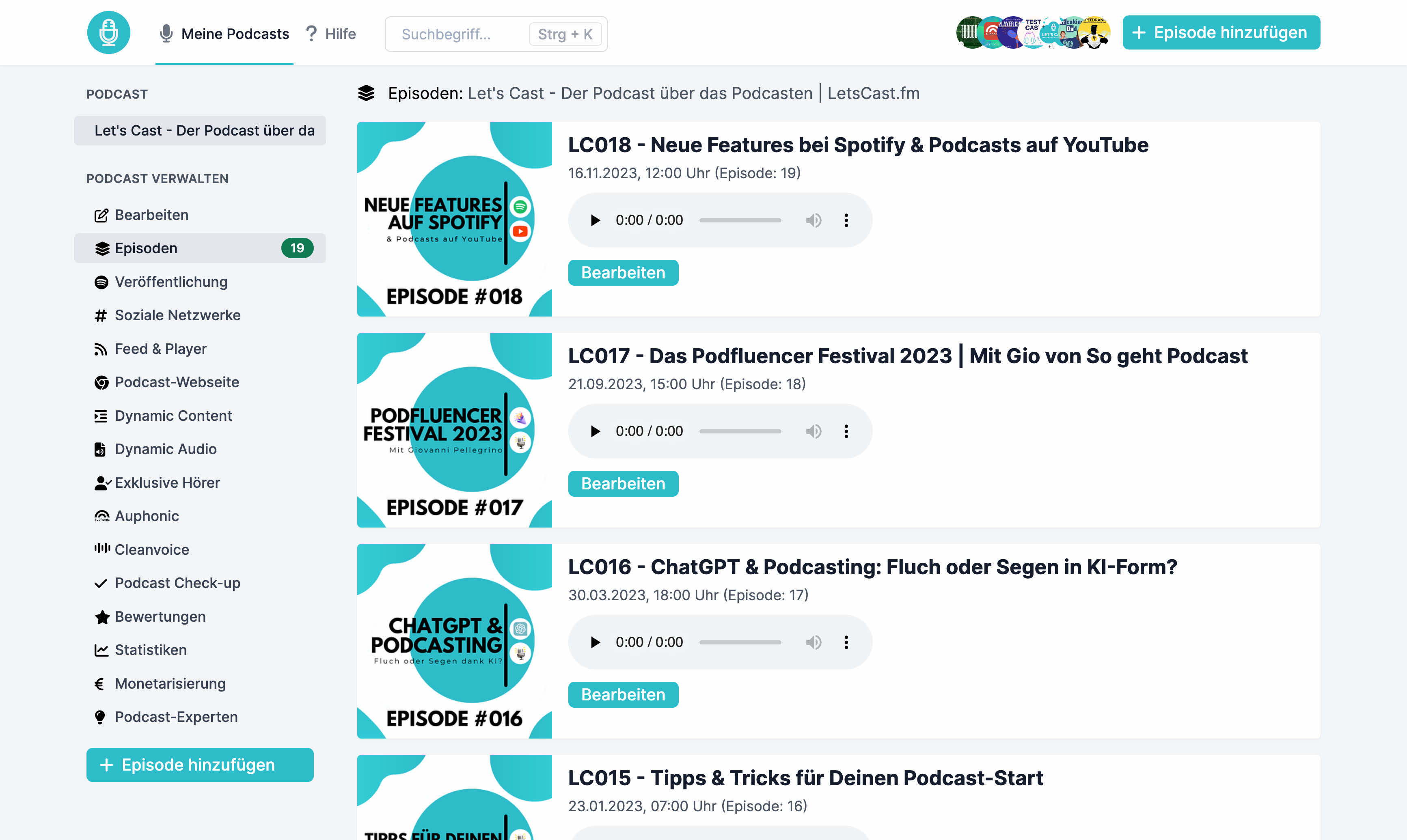 LetsCast.fm Podcast Hosting App Screenshot